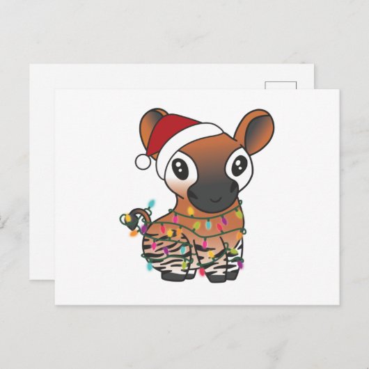 Okapi Kerstsneeuwwinterdieren Okapis Postcar Briefkaart (Voorkant / Achterkant)