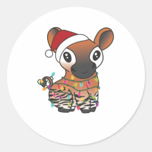 Okapi Kerstsneeuwwinterdieren Okapis Ronde Sticker