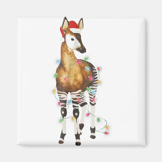 Okapi licht santa hat merry kerst magneet (Voorkant)