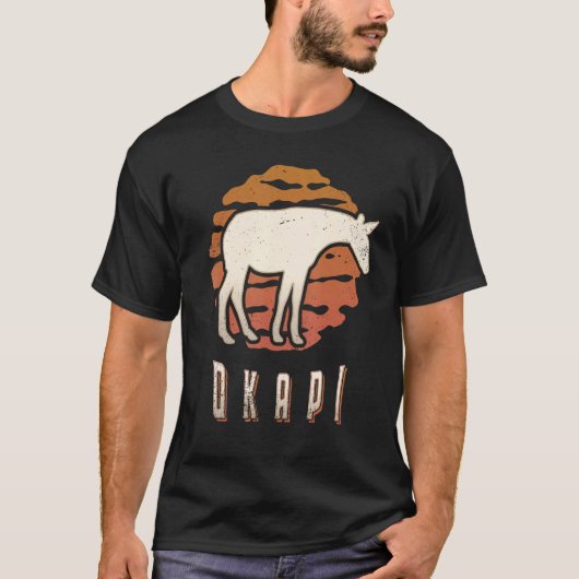 Okapi Retro Classic Animal Sunset T-shirt (Voorkant)