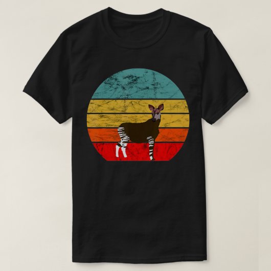 Okapi Retro Sunset Forest Congolese Zebra T-shirt (Design voorkant)