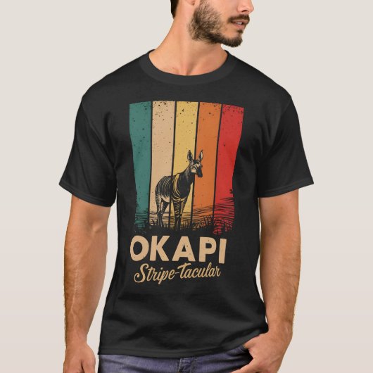 Okapi Stripe-tacular  Retro T-shirt (Voorkant)