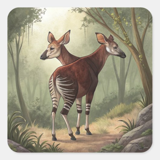 Okapi Vierkante Sticker (Voorkant)