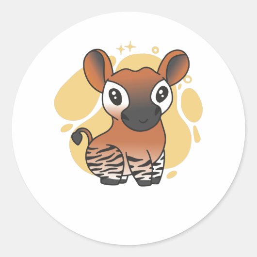 Okapi Waldgiraffe Zebra Kawaii Okapis Sweet Ronde Sticker (Voorkant)