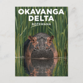 Okavanga Delta Botswana Hippo Wildlife Travel Briefkaart