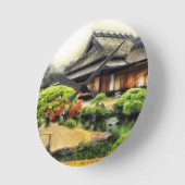 Okayama Japan Temple Ronde Klok (Hoek)