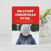 Okayest Kerstmis grappige rode fotokaart Feestdagenkaart (Staand voorkant)