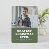 Okayest kerstmis ooit grappige groene feestkaart feestdagenkaart (Staand voorkant)