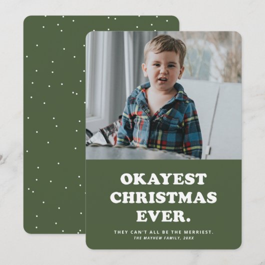 Okayest kerstmis ooit grappige groene feestkaart feestdagenkaart (Voorkant / Achterkant)