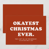 Okayest kerstmis ooit grappige rode kerstkaart (Voorkant / Achterkant)