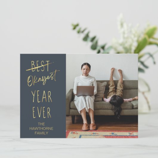 Okayest Year 2020 Custom Christmas Photo Feestdagenkaart (Staand voorkant)
