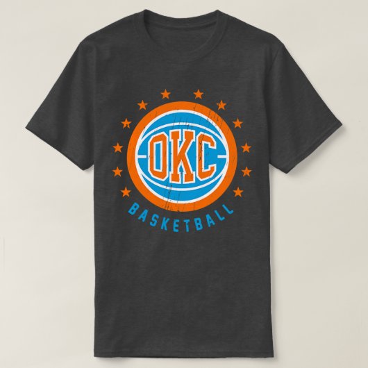 OKC basketbal Vintage noodlijdend T-shirt (Design voorkant)