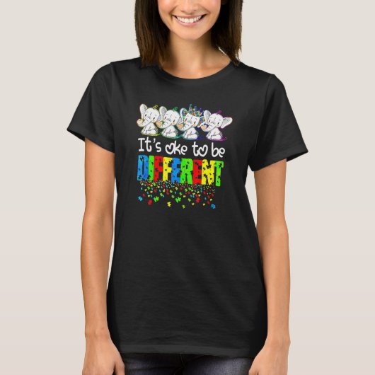 Oke Autism Awareness Moeder Cute Elephant Dif T-shirt (Voorkant)