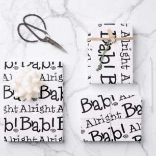 Oké Bab. Laten we terugpakken! Set vn 3 Inpakpapier Vel