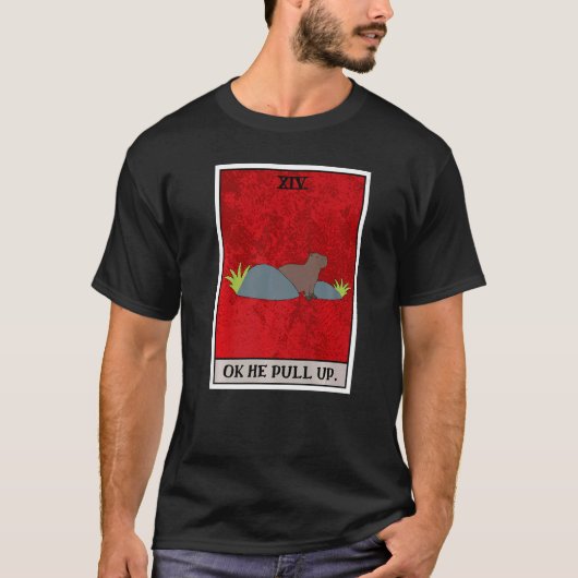 Oké, hij trekt Capybara Tarot Card Semi Aquatic Bi T-shirt (Voorkant)