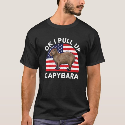 Oké, ik trek Capybara US American Flag Mannen Wome T-shirt (Voorkant)