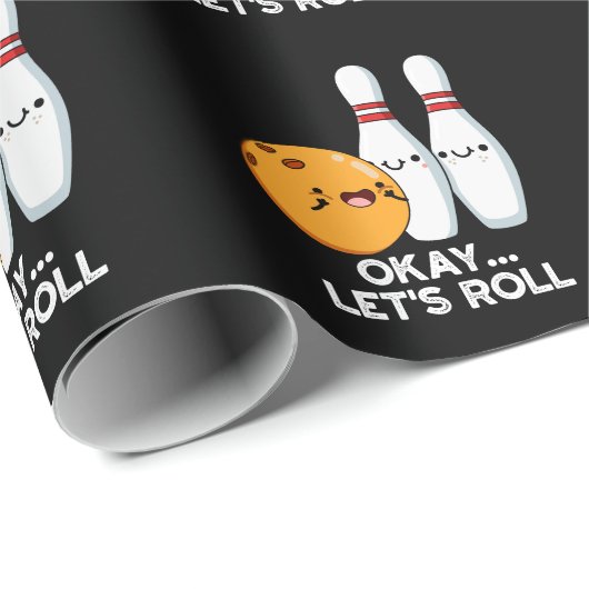 Oké Laten we Roll Funny Bowling Pun Dark BG Cadeaupapier (Rol Hoek)