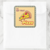 Oké, maar eerst PIZZA - Leuke foodie Vierkante Sticker (Tas)