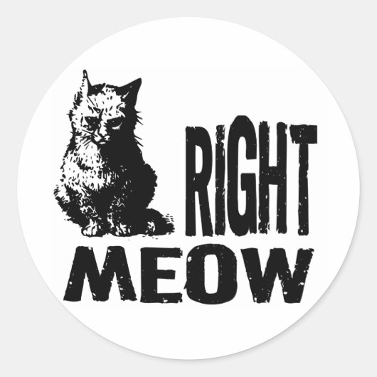 Oké, MEOW. Funny Evil Kat Ronde Sticker (Voorkant)