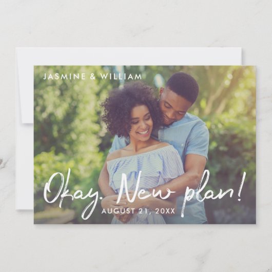 Oke Nieuw Plan Handgeschreven Script Trouwfoto Save The Date (Voorkant)