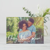 Oke Nieuw Plan Handgeschreven Script Trouwfoto Save The Date (Staand voorkant)