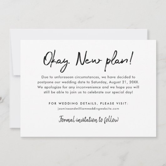 Oke Nieuw Plan Handgeschreven Script Trouwfoto Save The Date (Achterkant)