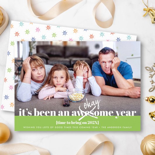 Oké, nieuwjaar blote, eenvoudige grappige foto gro feestdagenkaart