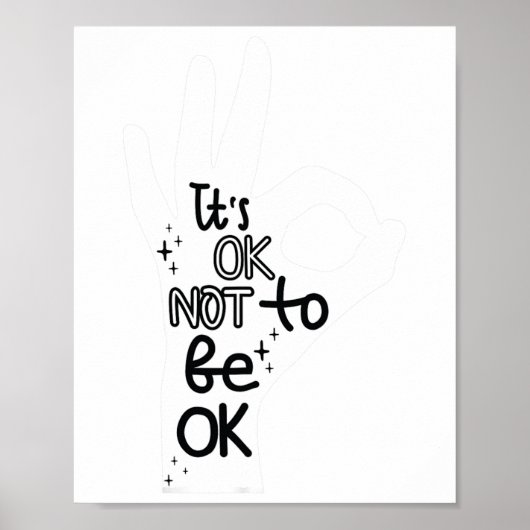 Oké om niet goed te zijn hand zelfmoord preventie poster (Voorkant)