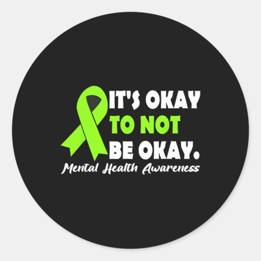 Oké om niet in orde te zijn, lint mentaal gezondhe ronde sticker (Voorkant)