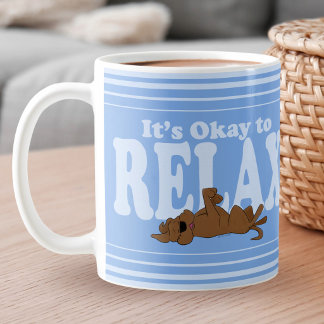 Oké om te Ontspannen Schattige Hond Zelfzorg Blauw Koffiemok