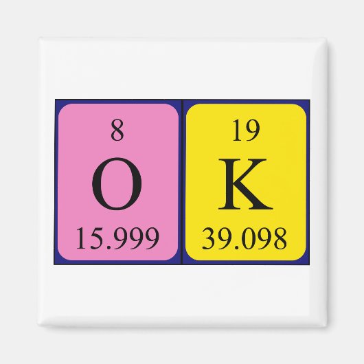 Oké, periodieke tekstmagneet magneet (Voorkant)