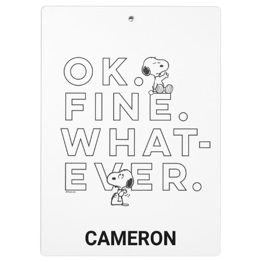 "Oké. Prima. Wat dan ook." Klembord (Achterkant)