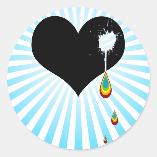 Oke. regenbooghart. ronde sticker (Voorkant)