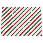 Oke rode groene witte snoeprietstrepen groot cadeauzakje (Voorkant)