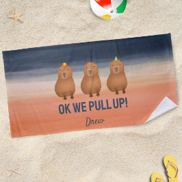 "Oké, we trekken omhoog!" Funny Capybara Meme Pers Strandlaken