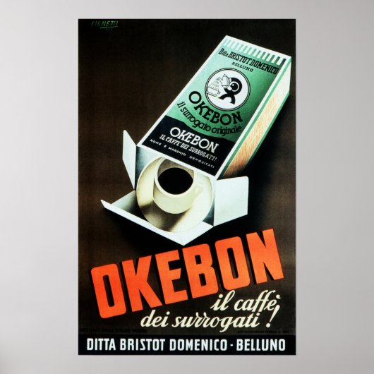 OKEBON CAFFE Instant Italy Coffee Beverage Ad Poster (Voorkant)