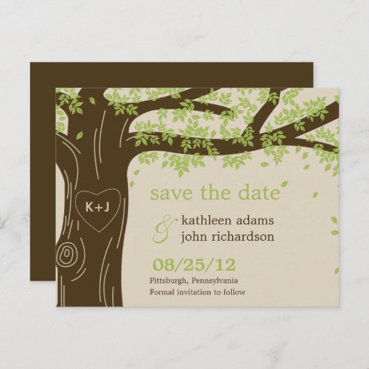 Okeboom sparen de Datum Kaart (Voorkant / Achterkant)