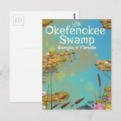 Okefenokee-moeras cartoon reisposter briefkaart (Voorkant / Achterkant)