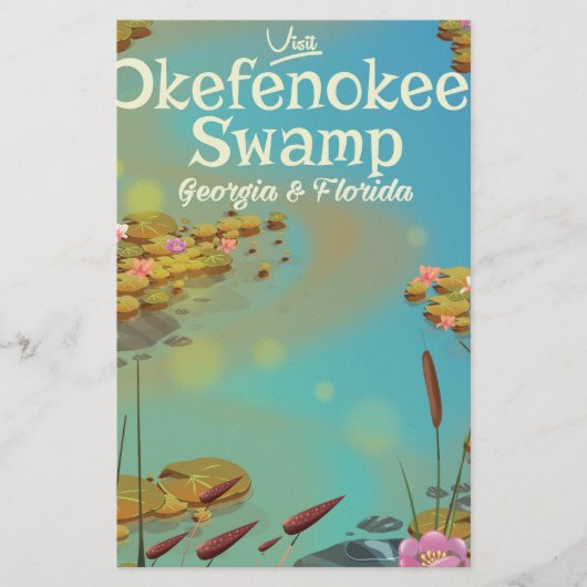 Okefenokee-moeras cartooneizenposter briefpapier (Voorkant)