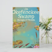 Okefenokee-moeras cartooneizenposter briefpapier (Staand voorkant)