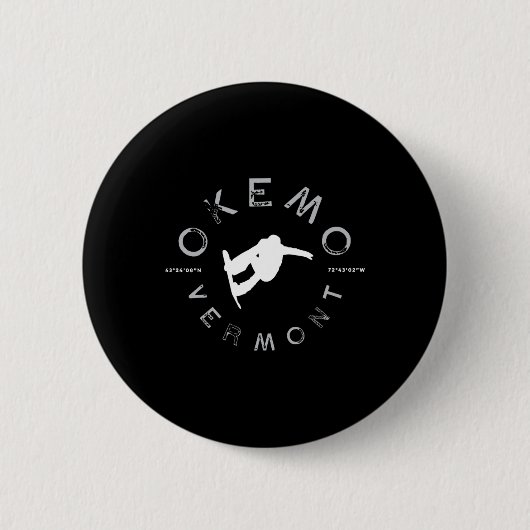 Okemo Mountain Vermont Graphic Snowboard T Ronde Button 5,7 Cm (Voorkant)