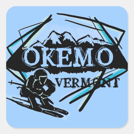 Okemo Vermont blauwe skibergstickers Vierkante Sticker (Voorkant)