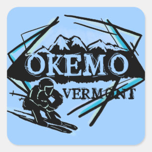 Okemo Vermont blauwe skibergstickers Vierkante Sticker