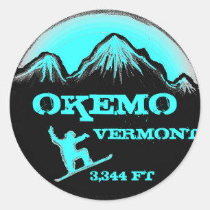 Okemo Vermont blauwgroen snowboard kunst stickers