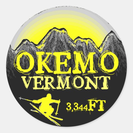 Okemo Vermont gele ski kunst elevatie stickers (Voorkant)