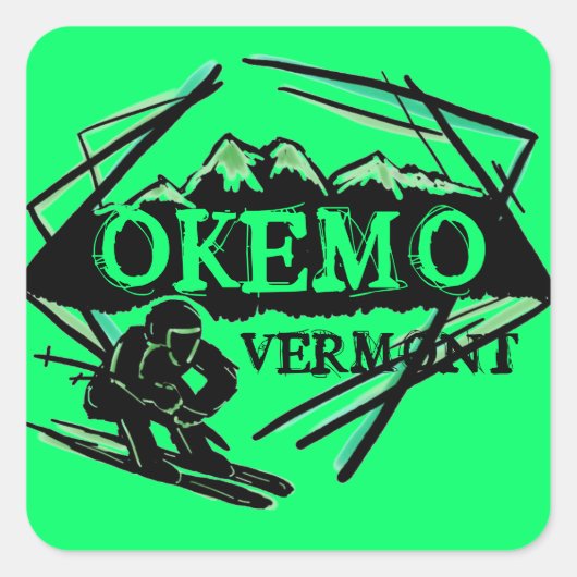 Okemo Vermont groene bergski stickers (Voorkant)