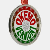 Okemo Vermont-groene sneeuwvlok Metalen Ornament (Rechts)