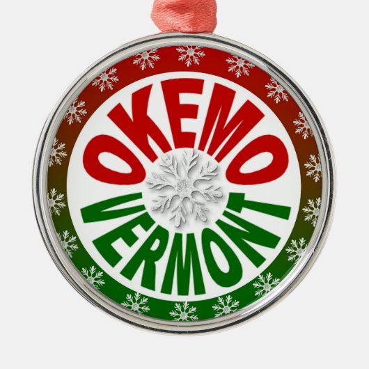 Okemo Vermont-groene sneeuwvlok Metalen Ornament (Voorkant)
