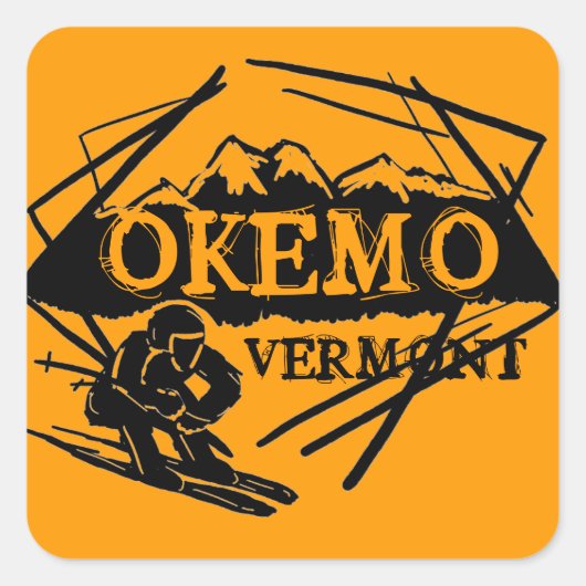 Okemo Vermont oranje ski berg stickers (Voorkant)
