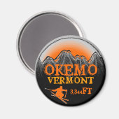 Okemo Vermont oranje ski kunst hoogtemagneet Magneet (Voorkant / Achterkant)